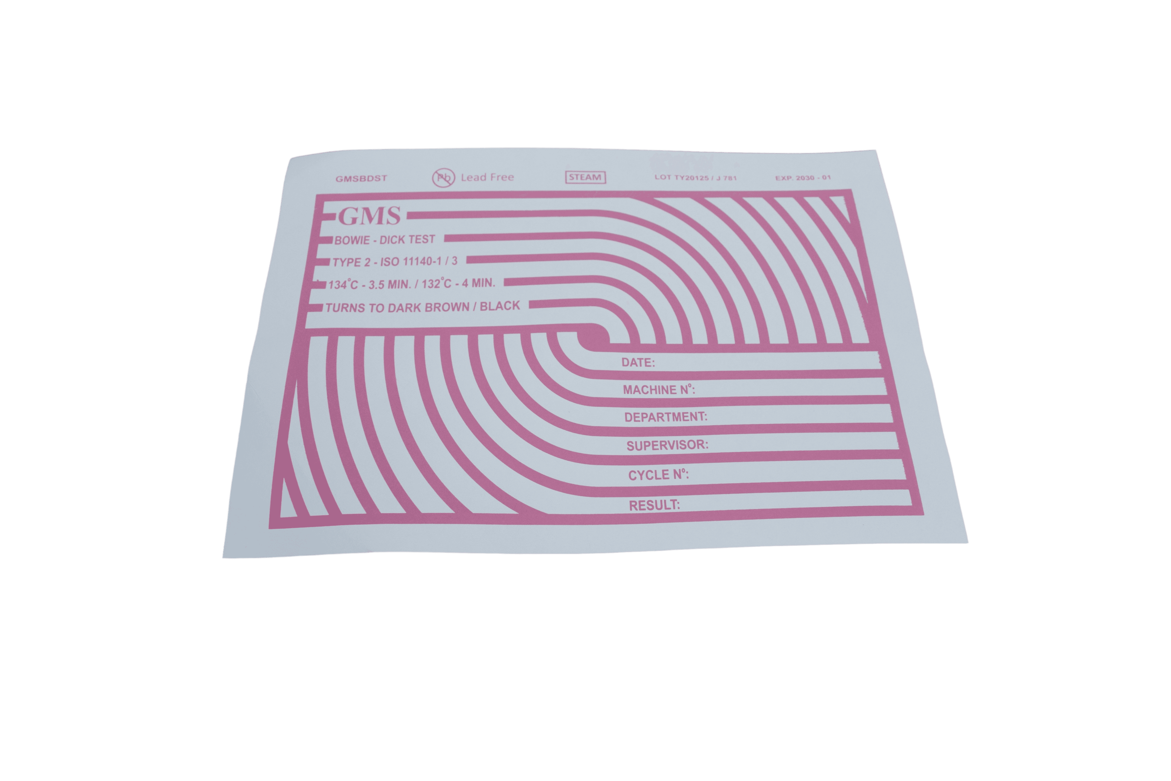 Bowie Dick Test Sheet
